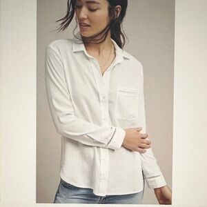 Anthropologie Cloth & Stone Dale Button-Down Shirt Size Medium White